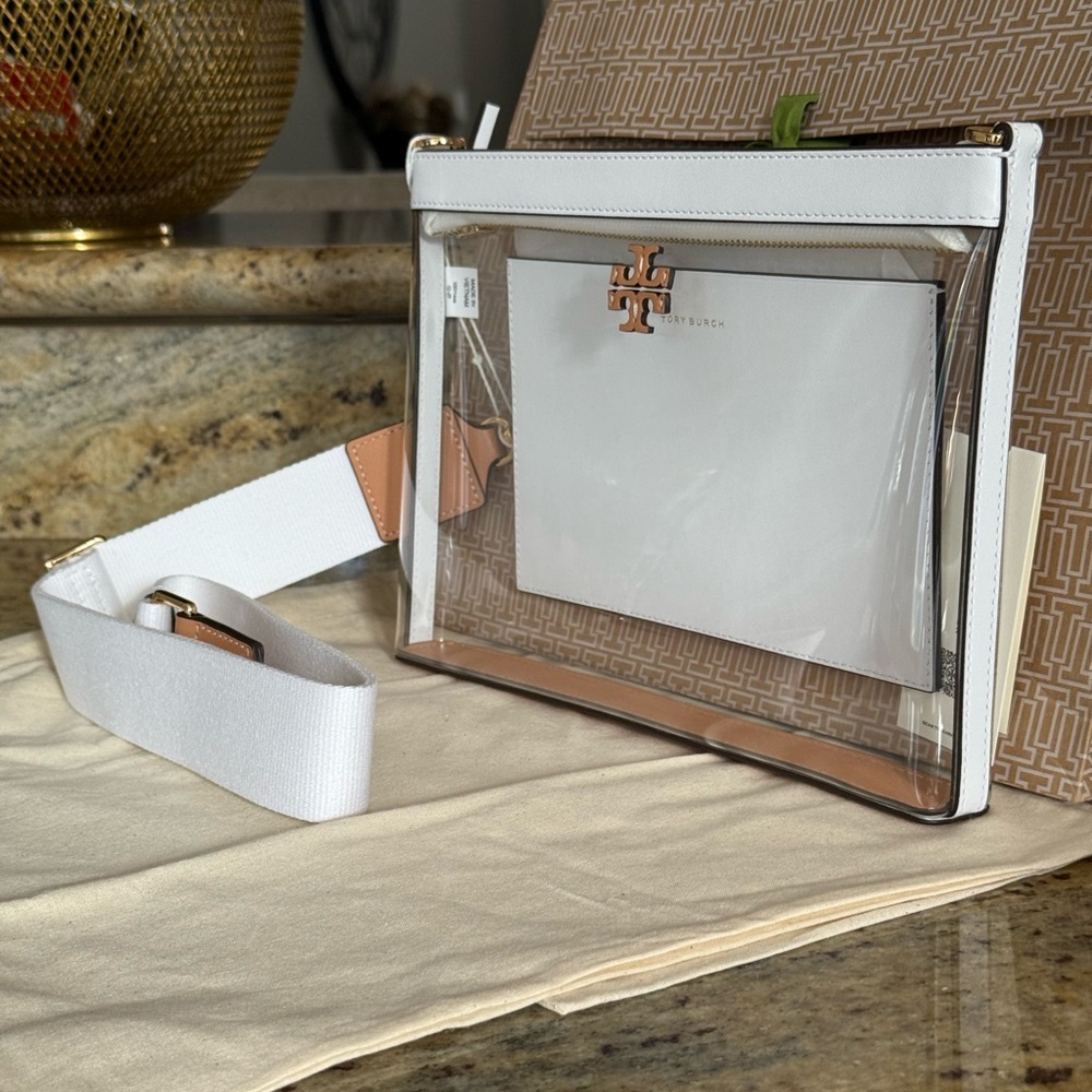 New Tory Burch BLAKE CLEAR SWINGPACK CLEAR / OPTIC WHITE - Picture 3 of 10